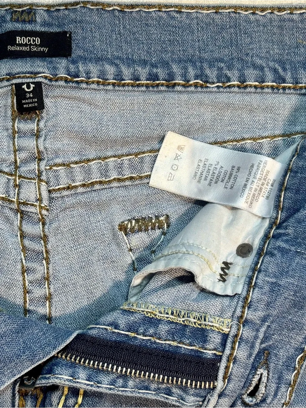 True Religion Men's Light Blue Slim Straight Jeans